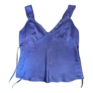 Wild Fable lace trim Satin Periwinkle Blue Camisole. Size Small.